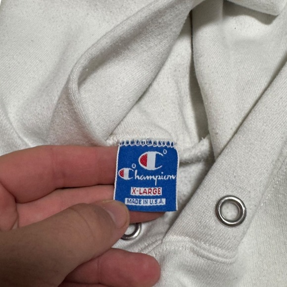 Vintage 90s Notre Dame University Stained White Hoodie Sweatshirt Women's XL‎ - Picture 8 of 12